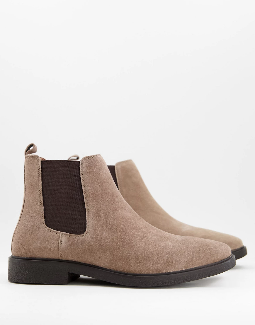 River Island – Chelsea-Stiefel in Stein mit Zwickel-Neutral günstig online kaufen