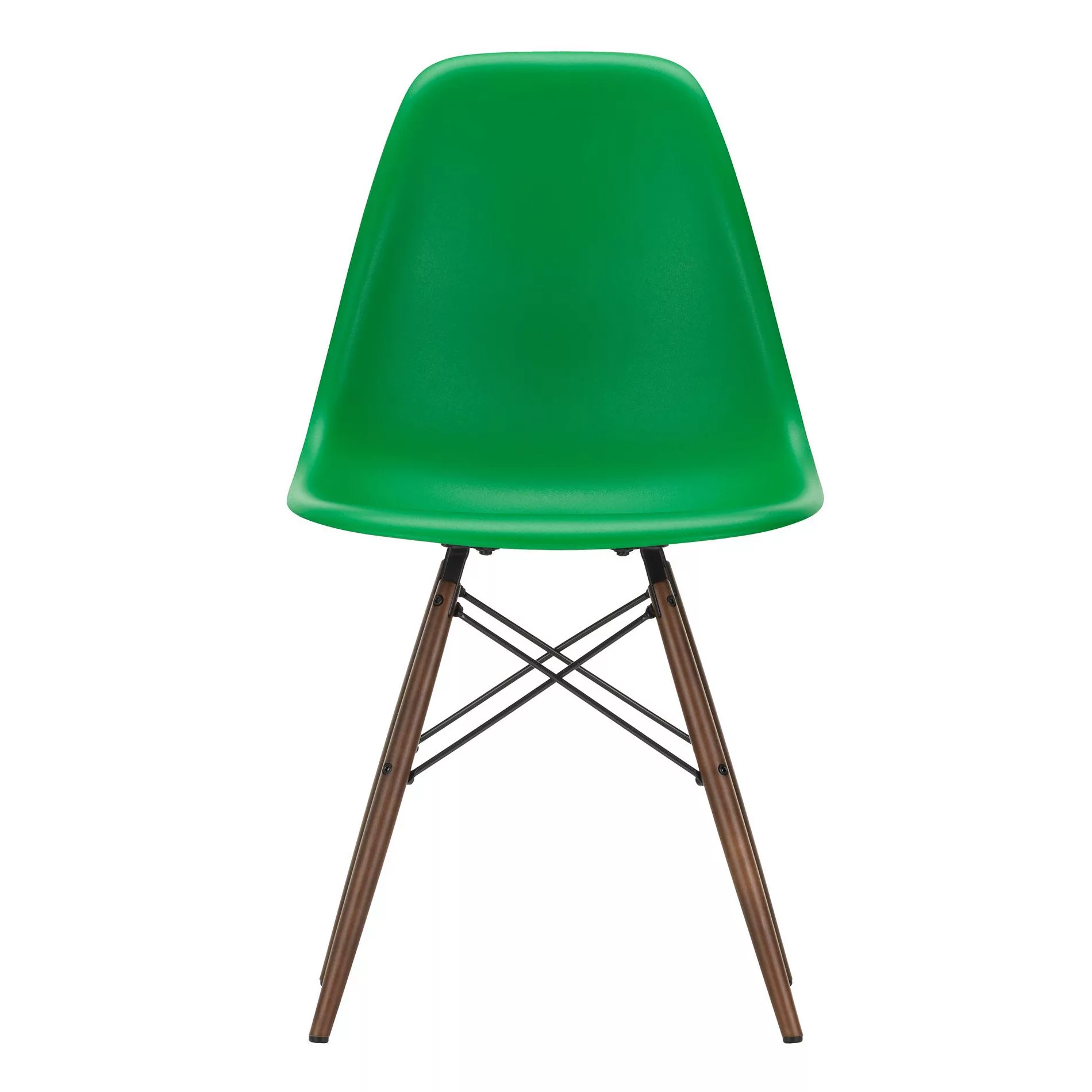 Vitra - Eames Plastic Side Chair DSW Gestell Ahorn dunkel - grün/Sitzschale günstig online kaufen