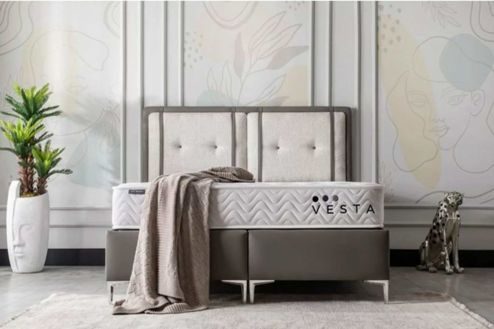 Villa Möbel Polsterbett Vesta (Bett, 3-tlg., Bett), Bettkasten mit XXL Stau günstig online kaufen