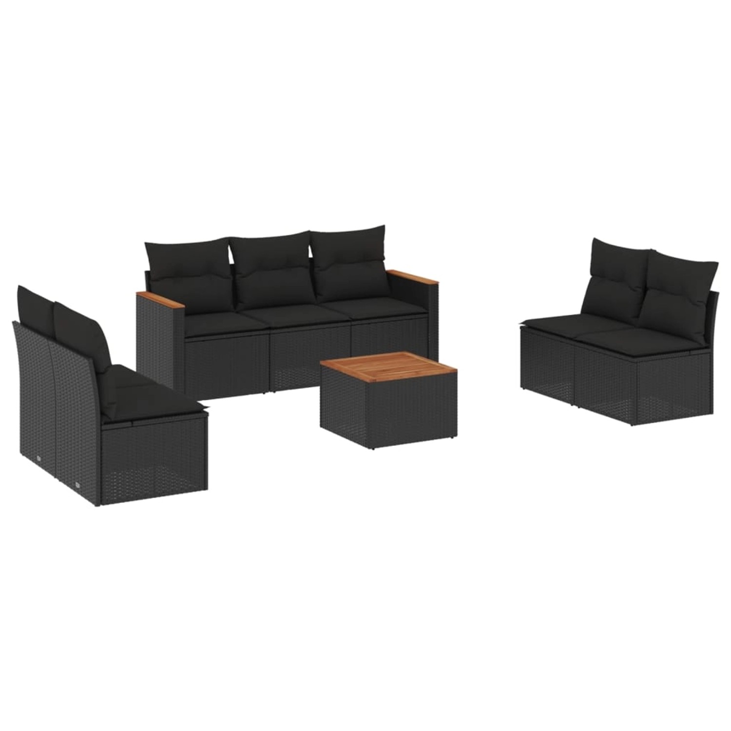 vidaXL 8-Tlg Garten-Sofagarnitur mit Kissen Schwarz Poly Rattan 3225880 günstig online kaufen