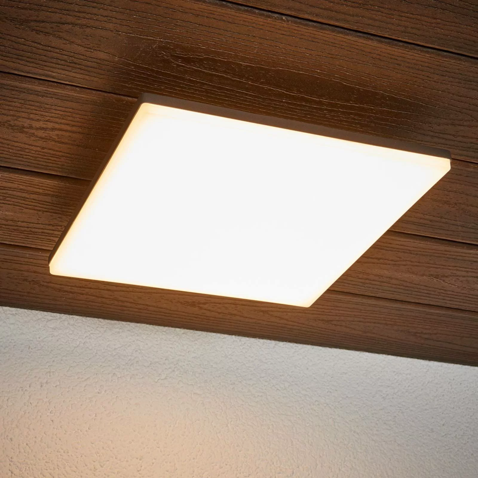 Lucande LED-Außendeckenleuchte Henni, Sensor, 30x30 cm, IP65 günstig online kaufen