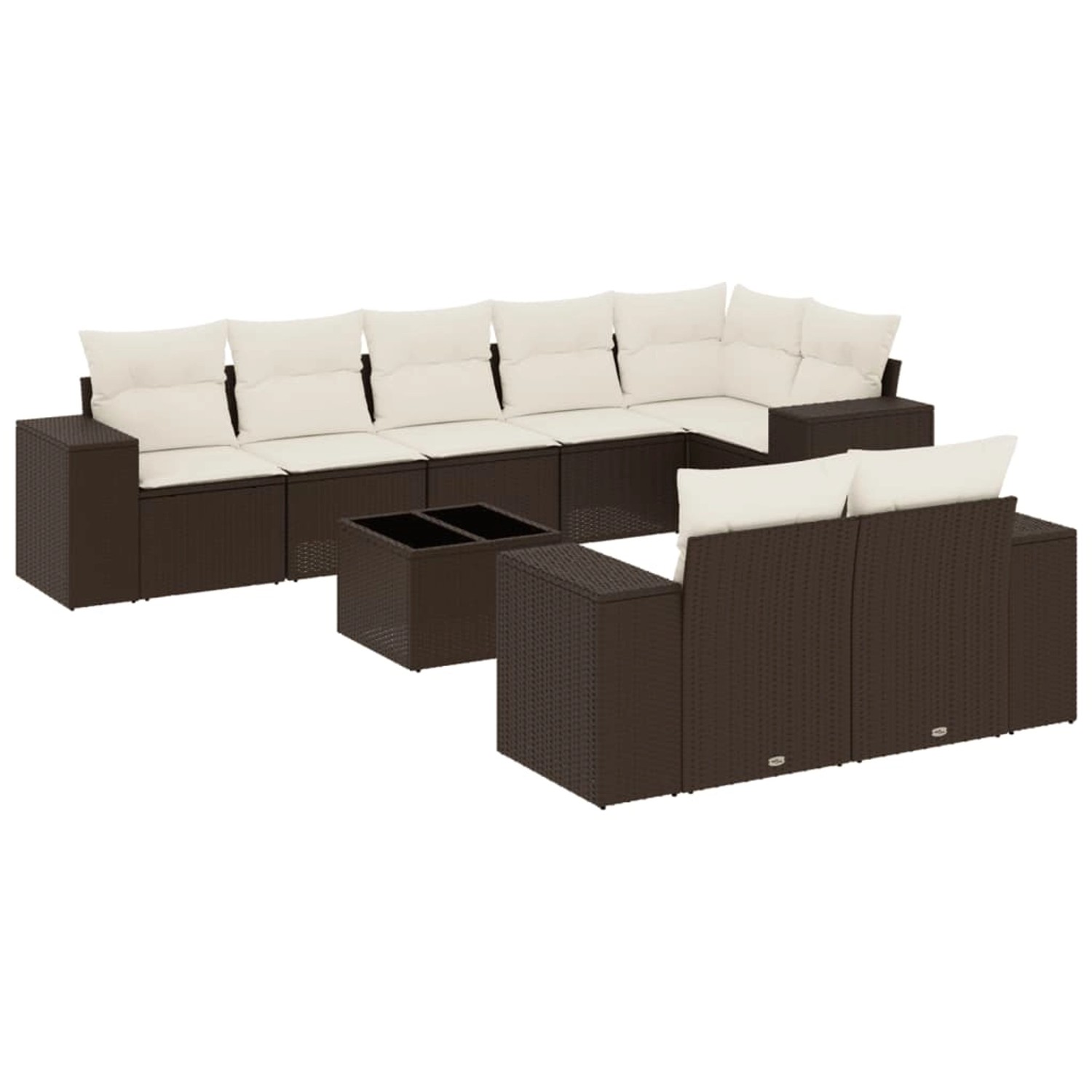 vidaXL 9-Tlg Garten-Sofagarnitur mit Kissen Braun Poly Rattan 3255170 günstig online kaufen