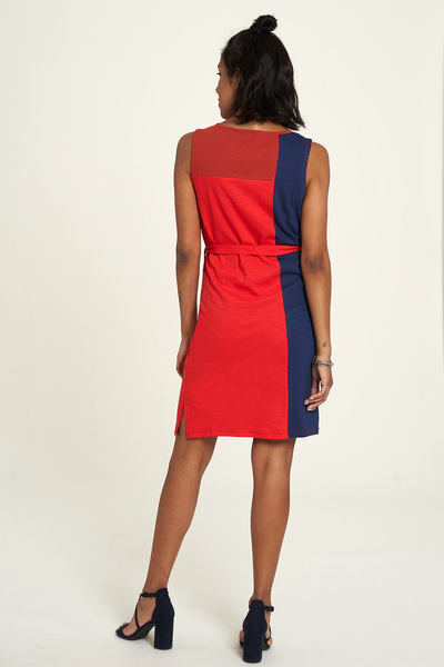 Jersey Kleid Aus Bio-baumwolle Mit Block-design In Rot Und Grün günstig online kaufen