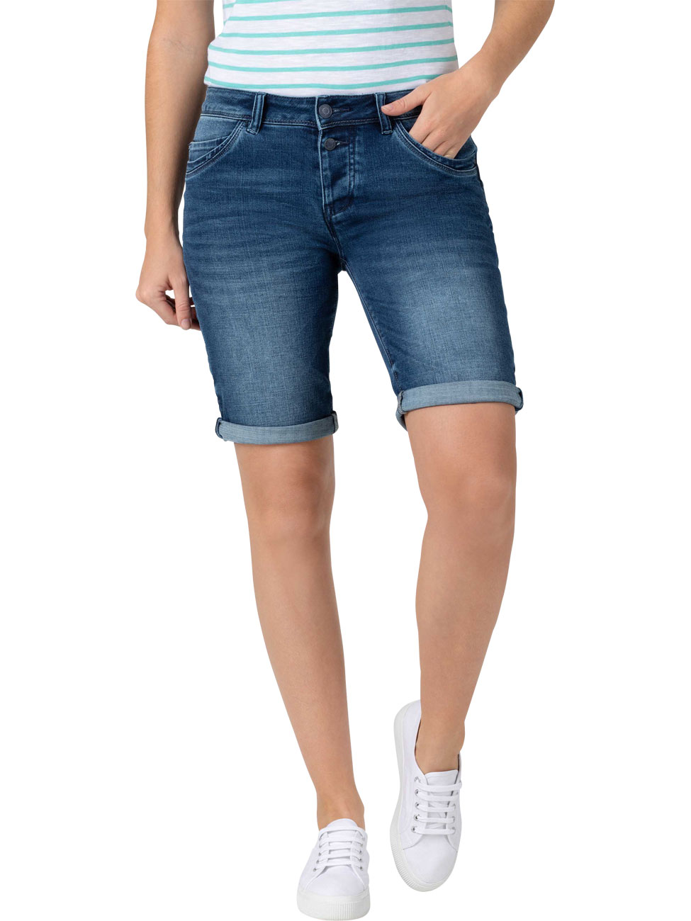 TIMEZONE Damen Jeans Short Slim NaliTZ - Slim Fit - Blau - Rich Royal Blue günstig online kaufen