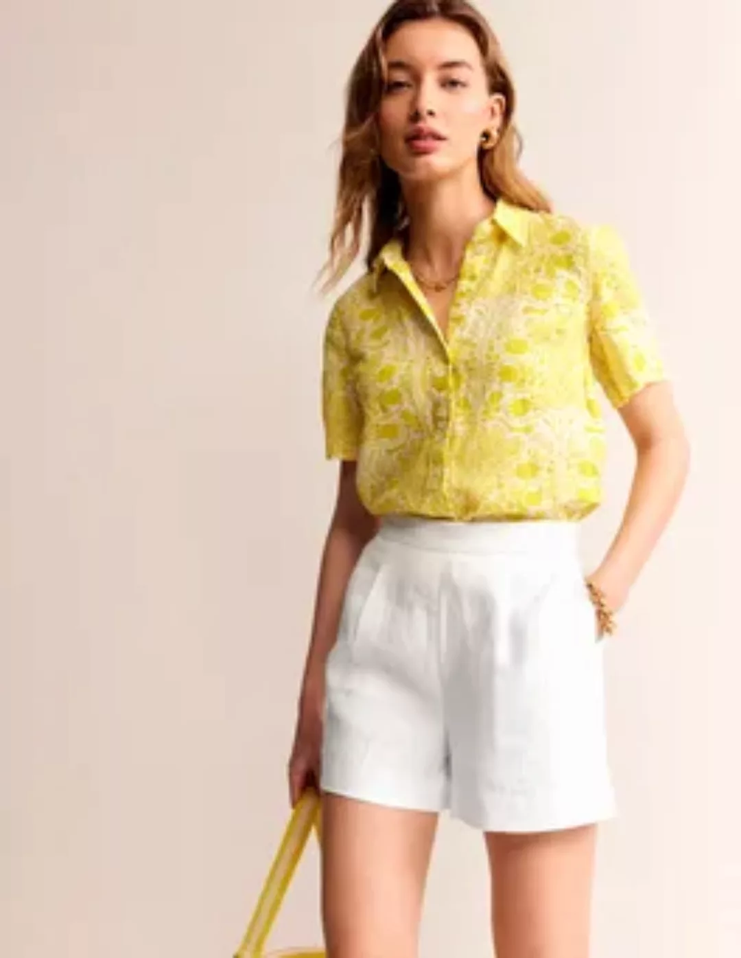 Hampstead Shorts aus Leinen Damen Boden, Weiß günstig online kaufen