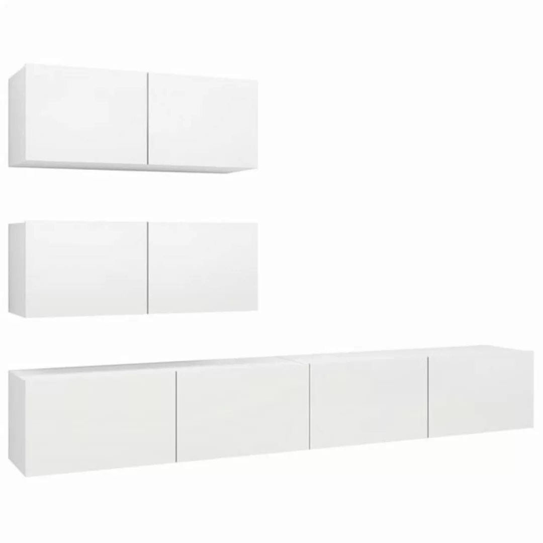 vidaXL TV-Schrank 4-tlg TV-Schrank-Set Weiß Spanplatte günstig online kaufen