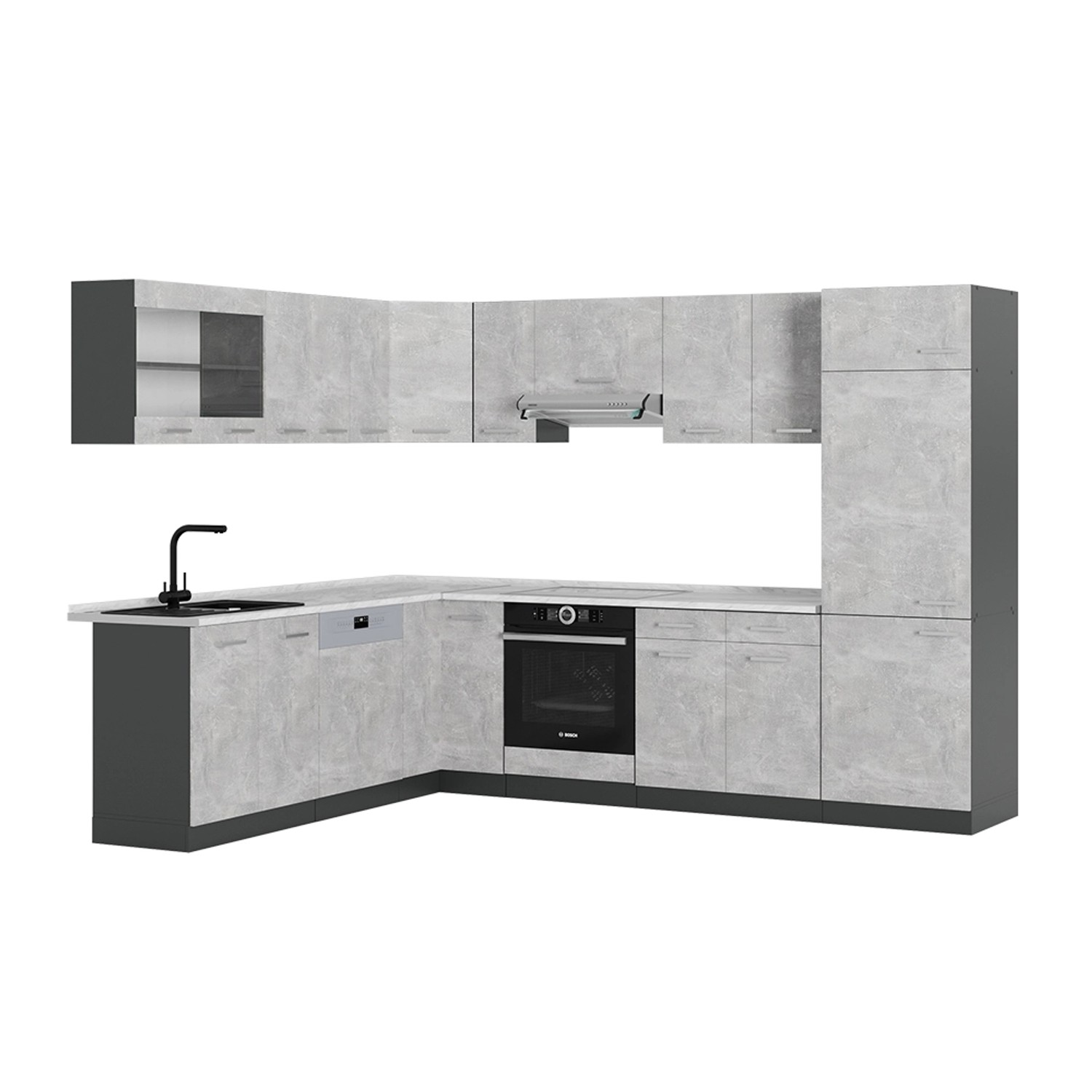 Vicco Winkelküche R-Line, Beton/Anthrazit, 227 x günstig online kaufen