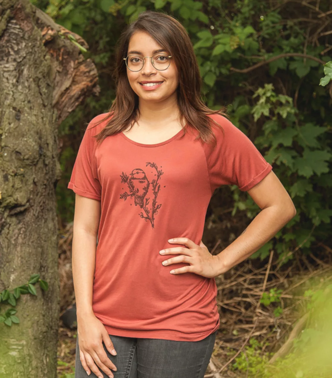 Vogel Mara Meise - Fair Gehandeltes Rolled Sleeve Frauen T-shirt - Modal günstig online kaufen