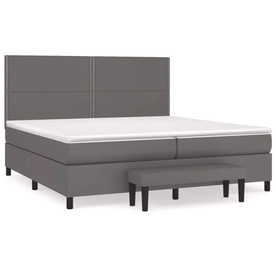 Vidaxl Boxspringbett Mit Matratze Grau 200x200 Cm Kunstleder günstig online kaufen