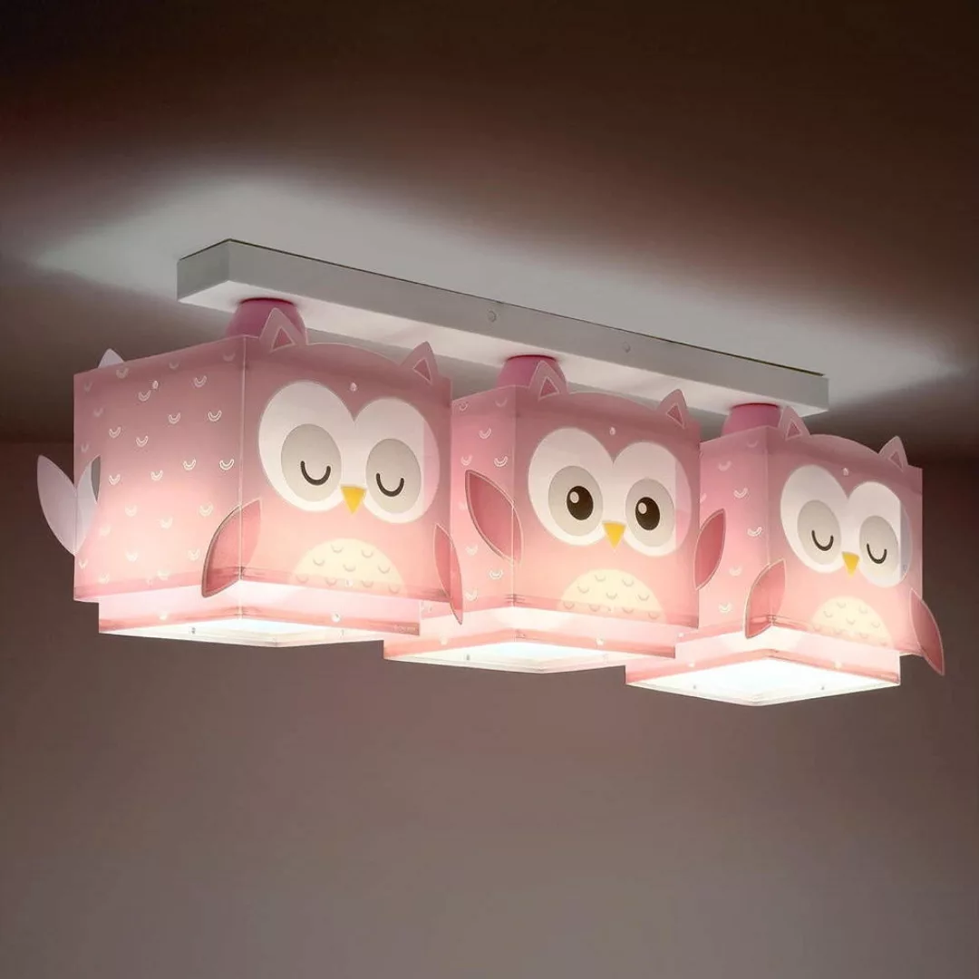 Deckenleuchte Little Pink Owl in Rosa E27 3-flammig günstig online kaufen