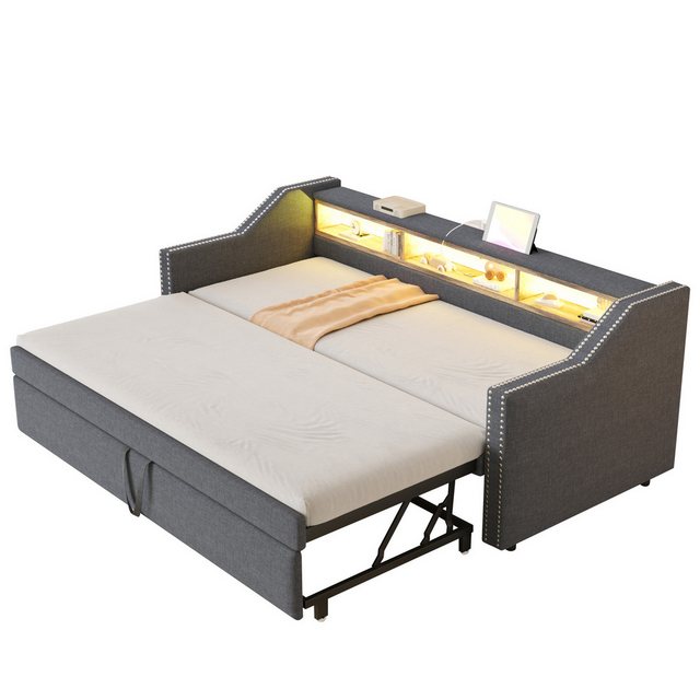 HAUSS SPLOE Schlafsofa 90/180x190 cm, Multifunktionales Staufach, LED-Licht günstig online kaufen