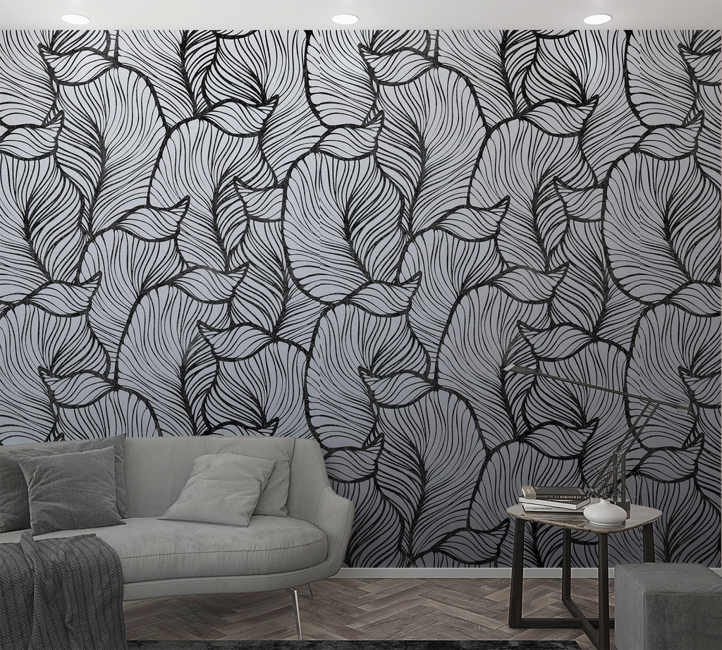 Marburg Vliestapete Floral Blattmuster Grau-Schwarz 270 cm x 159 cm FSC® günstig online kaufen