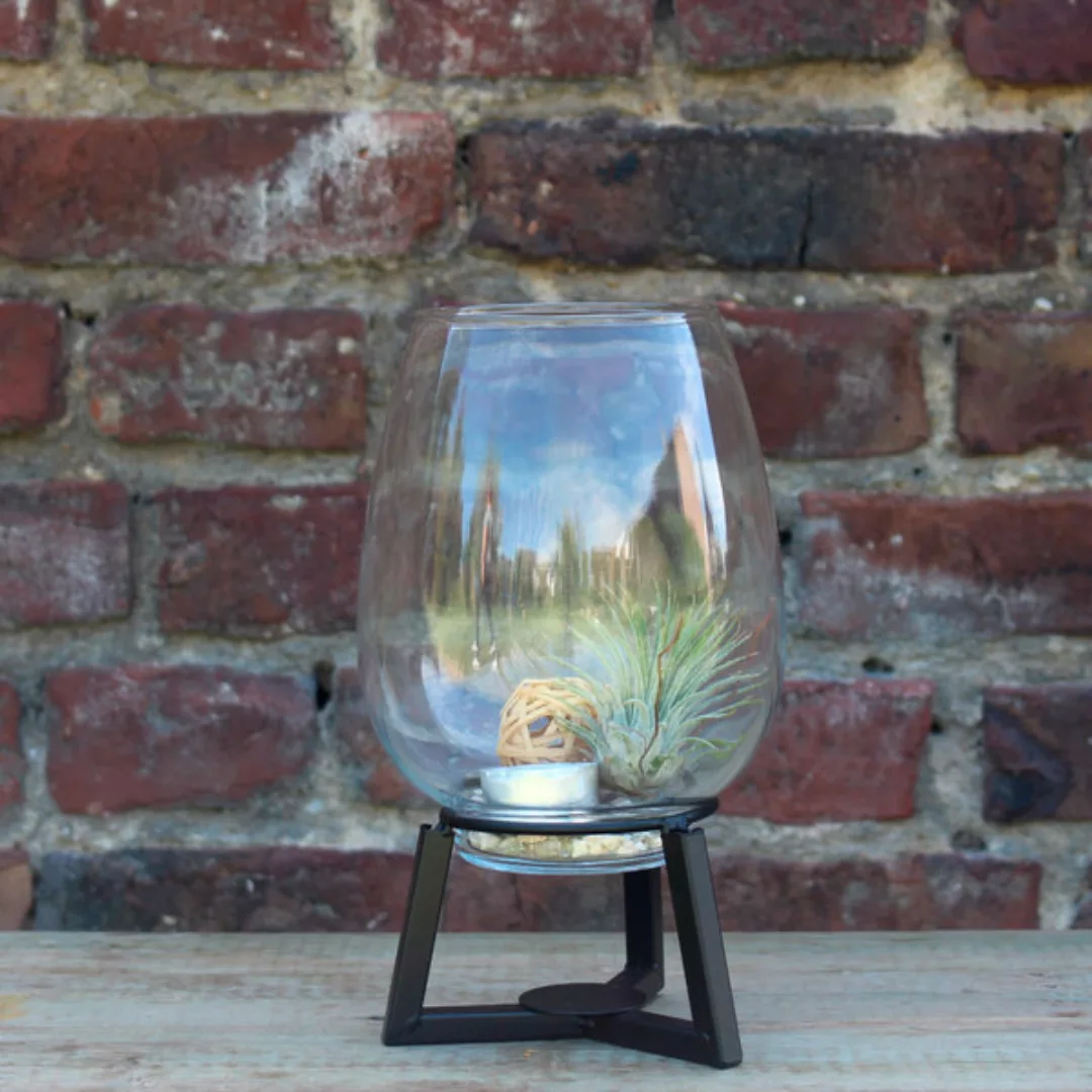Vase Aus Glas Mit Metallgestell 23cm H günstig online kaufen