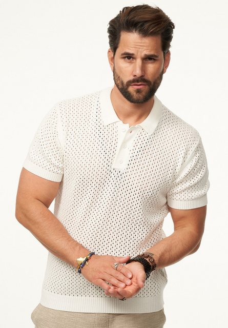 SOULSTAR Poloshirt im luftigen Crochet Summer-Stil Herren Kurzarm Strick Po günstig online kaufen