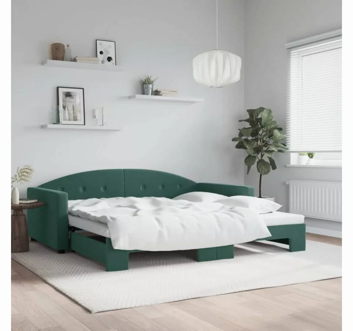 vidaXL Gästebett Gästebett Tagesbett Ausziehbar Dunkelgrün 100x200 cm Samt günstig online kaufen