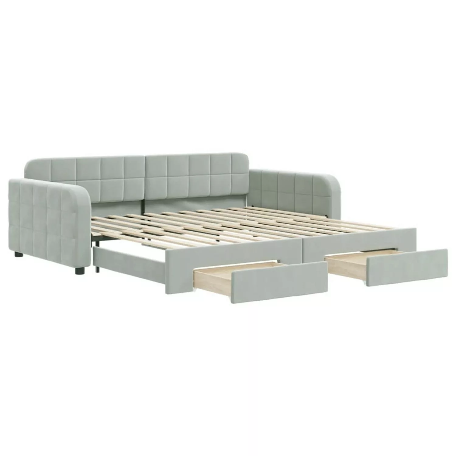 vidaXL Tagesbett Ausziehbar mit Schubladen Hellgrau 100x200 cm Samt1886398 günstig online kaufen