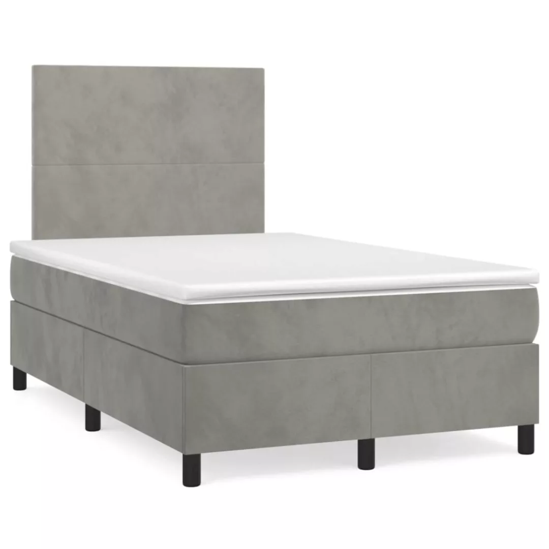 Vidaxl Boxspringbett Mit Matratze Hellgrau 120x200 Cm Samt günstig online kaufen