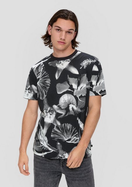 QS Kurzarmshirt T-Shirt mit All-over-Print günstig online kaufen