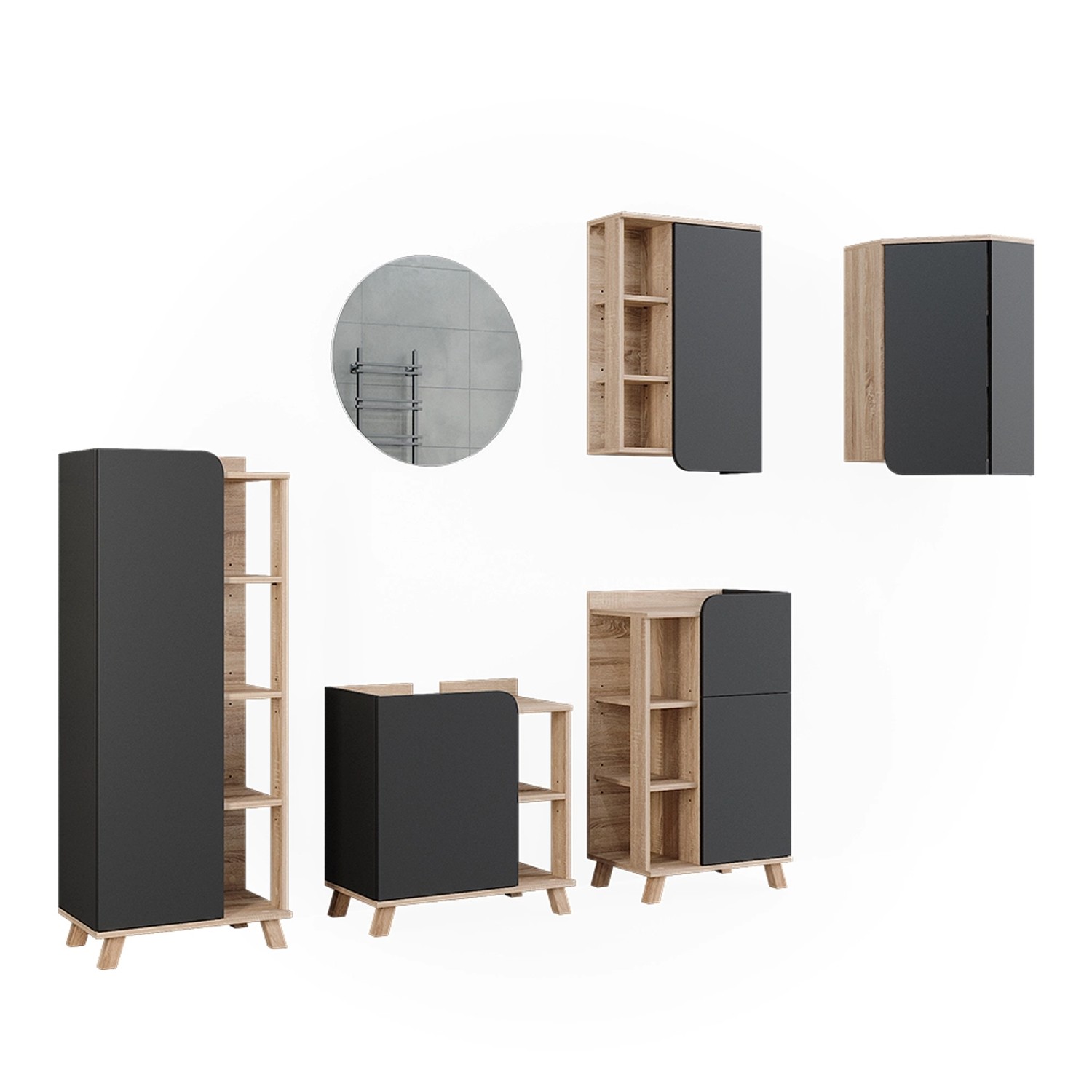 Vicco Badmöbel-Set Karen Sonoma 5 Teile günstig online kaufen