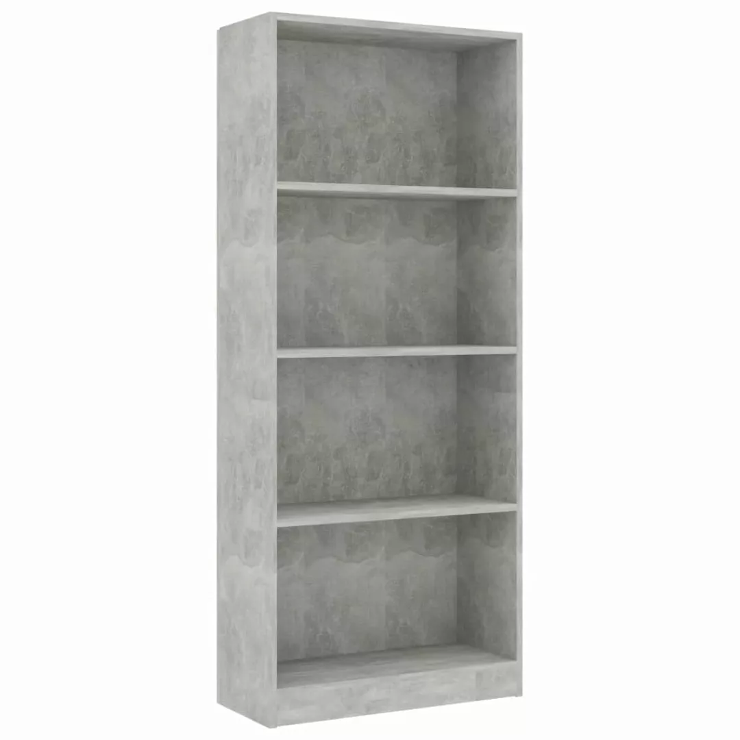 Bücherregal 4 Fächer Betongrau 60 X 24 X 142 Cm Spanplatte günstig online kaufen