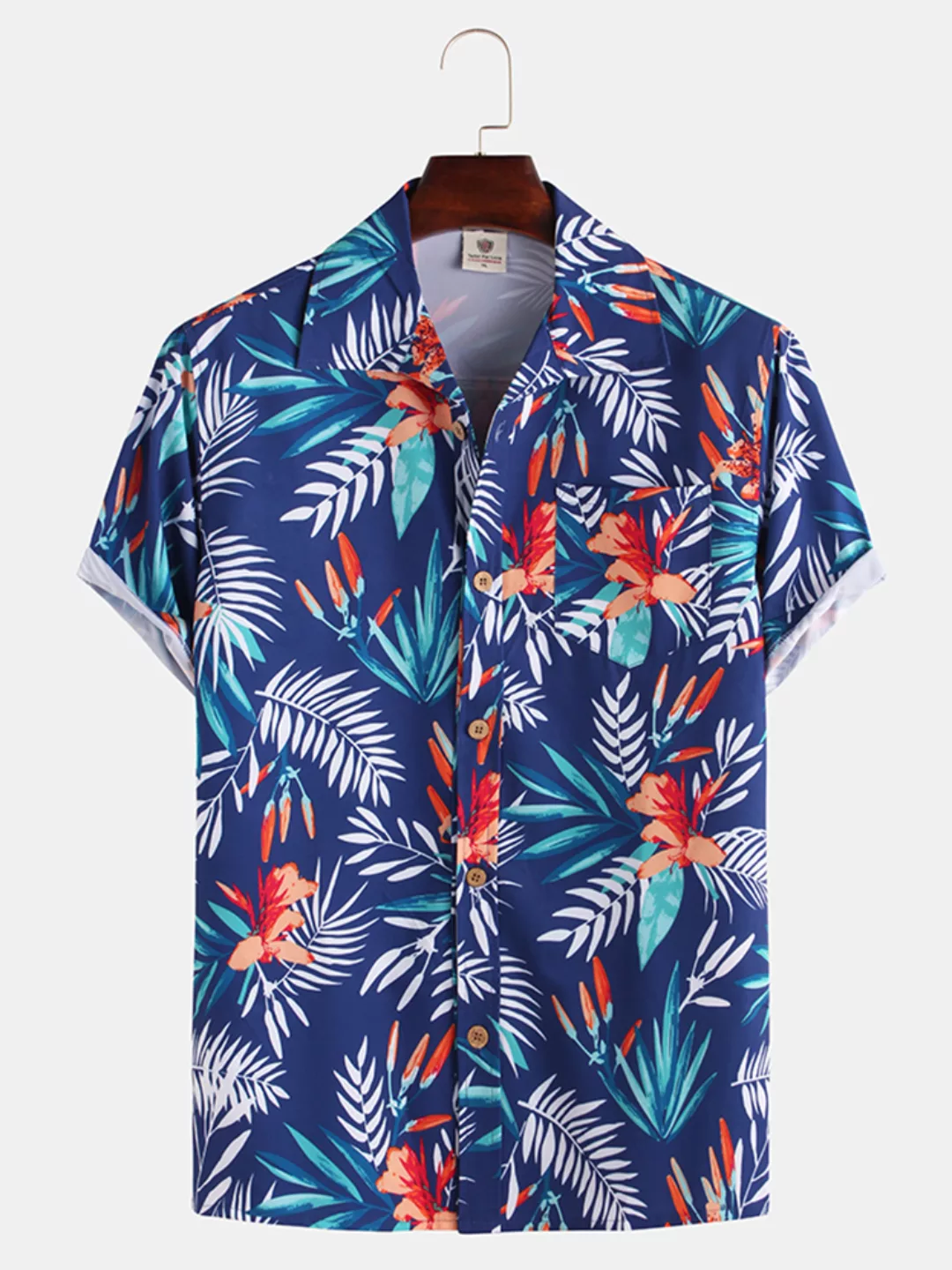 Herren Coco Leaf Flower Breathable Kurzarmhemden im hawaiianischen Stil günstig online kaufen