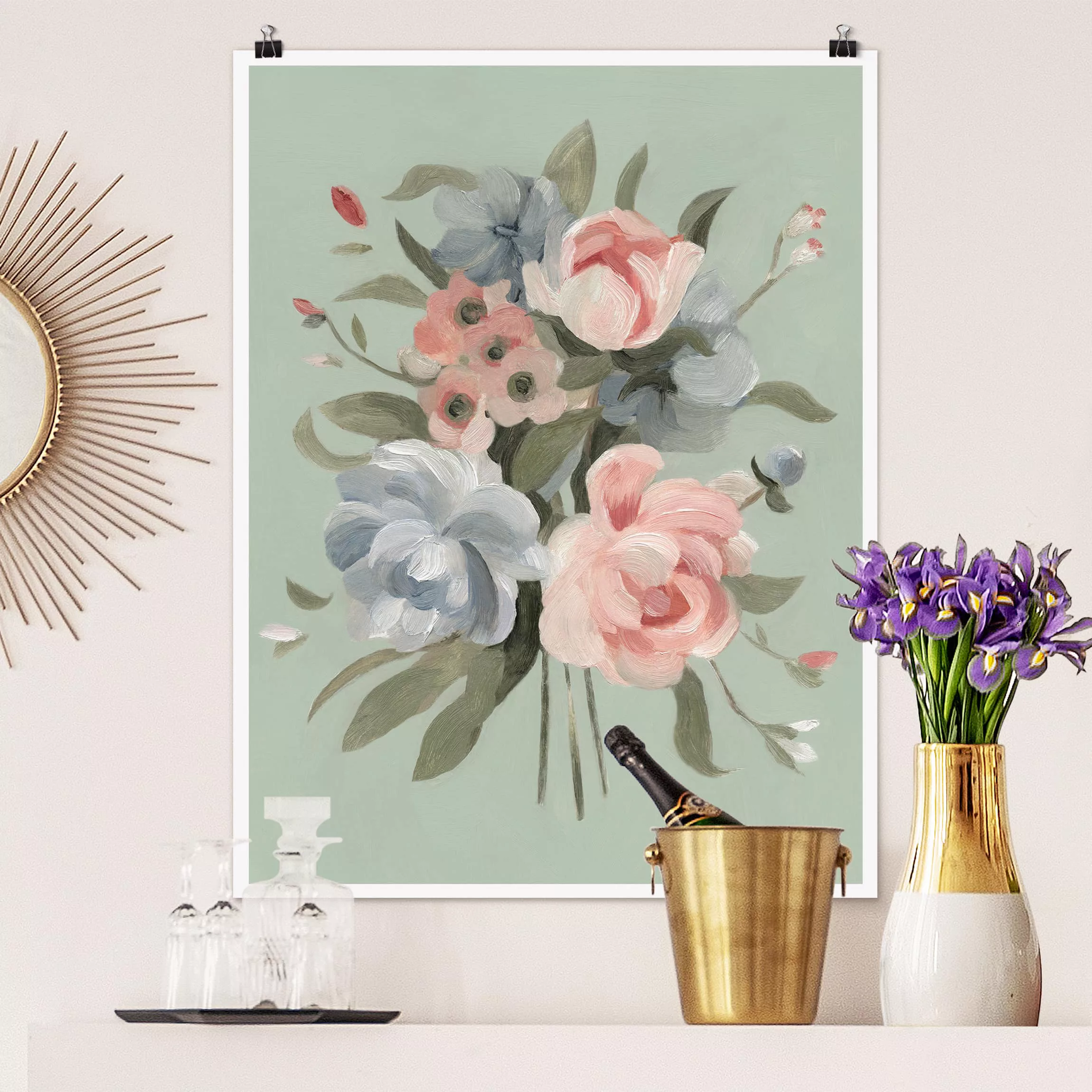 Poster Blumen - Hochformat Bouquet in Pastell II günstig online kaufen