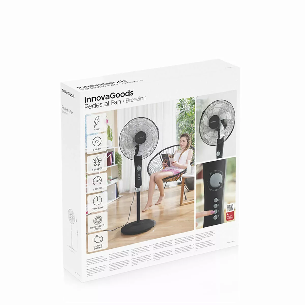 Freistehender Ventilator Innovagoods Breezinn Schwarz 45 W günstig online kaufen