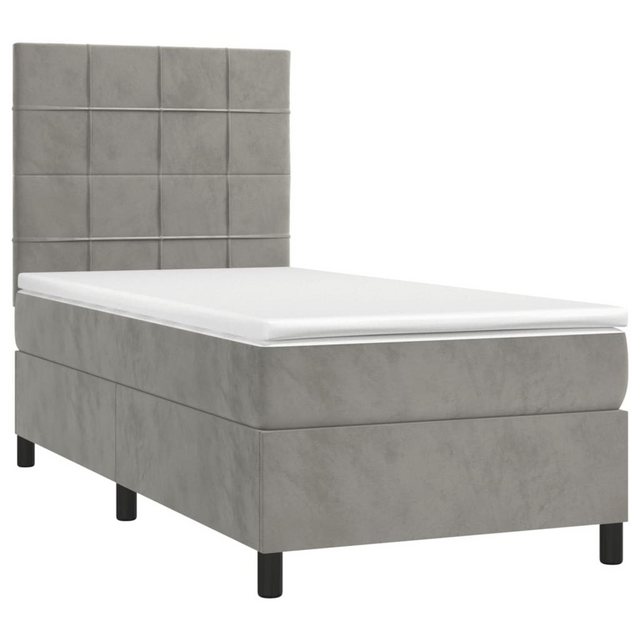 vidaXL Boxspringbett Boxspringbett mit Matratze LED Hellgrau 100x200 cm Sam günstig online kaufen