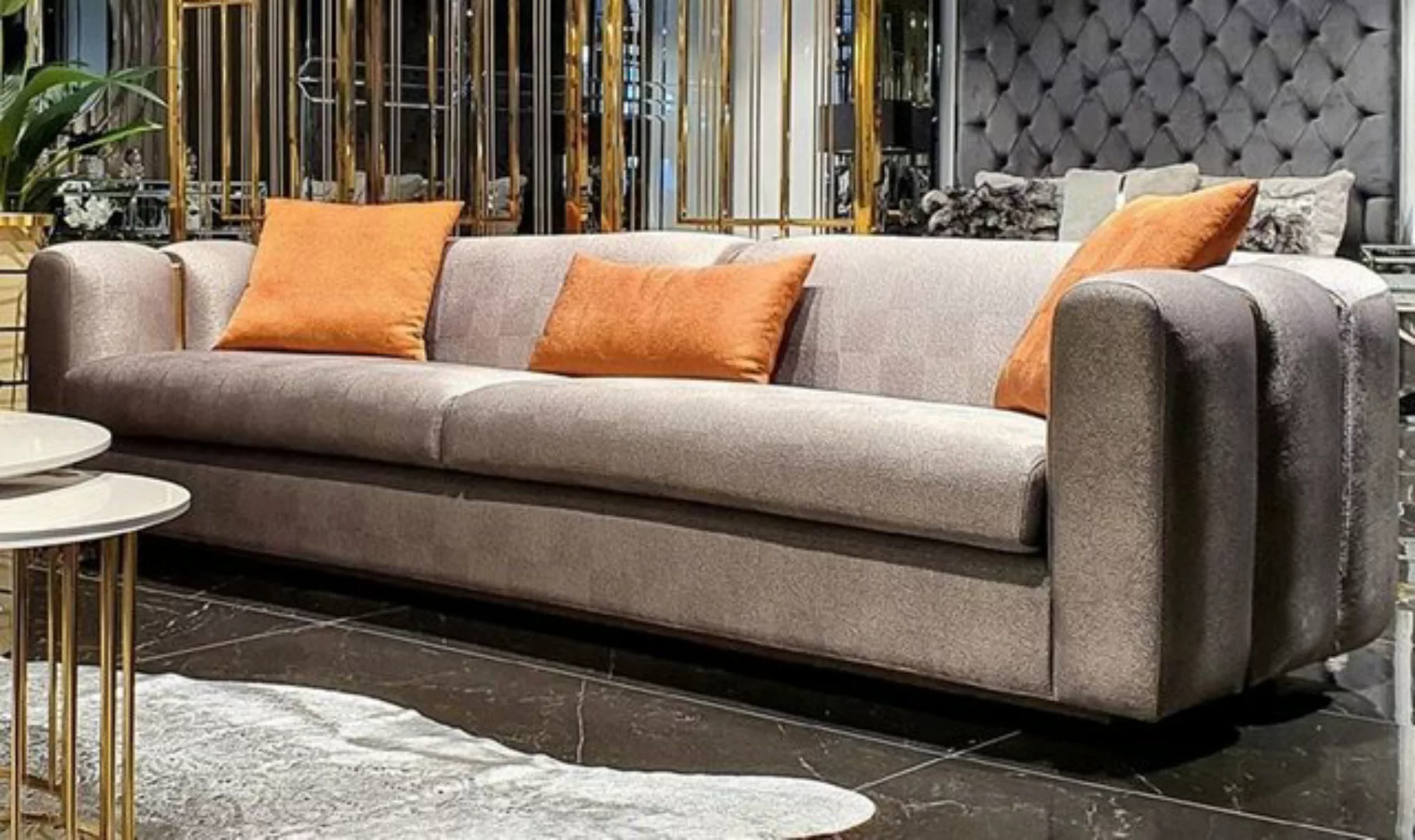 Casa Padrino Sofa Luxus Sofa Silber / Gold 240 x 95 x H. 85 cm - Wohnzimmer günstig online kaufen