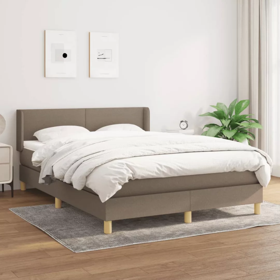 Vidaxl Boxspringbett Mit Matratze Taupe 140x200 Cm Stoff günstig online kaufen