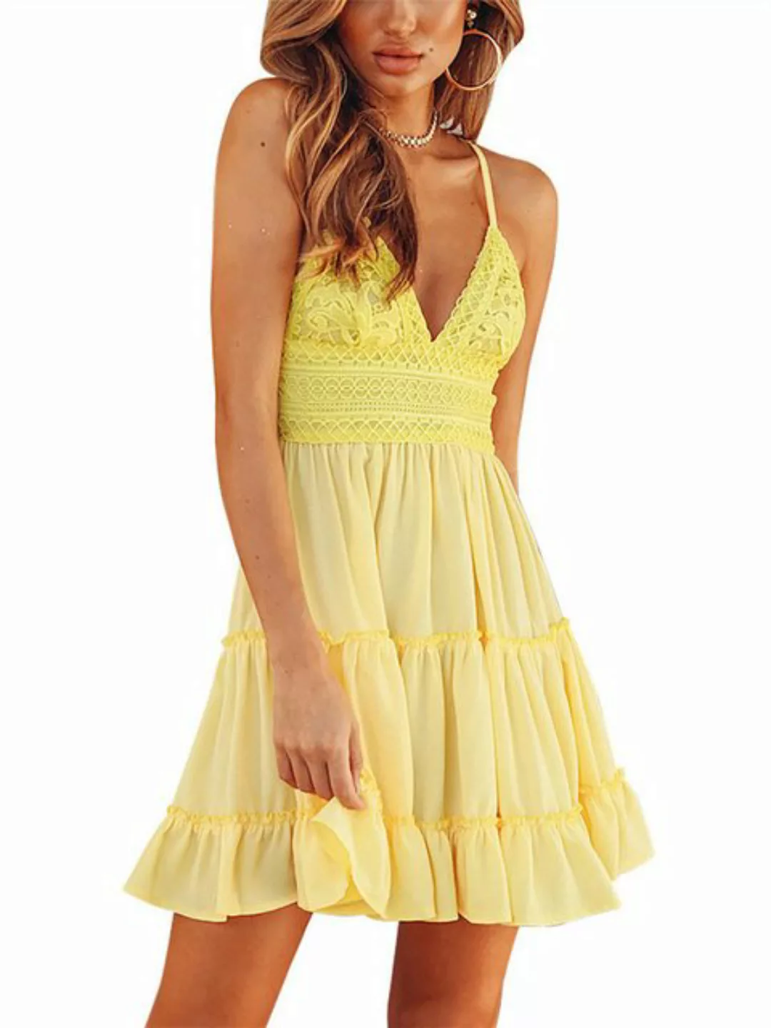 AFAZ New Trading UG Sommerkleid Kleider Damen Sommer V Ausschnitt Trägerkle günstig online kaufen