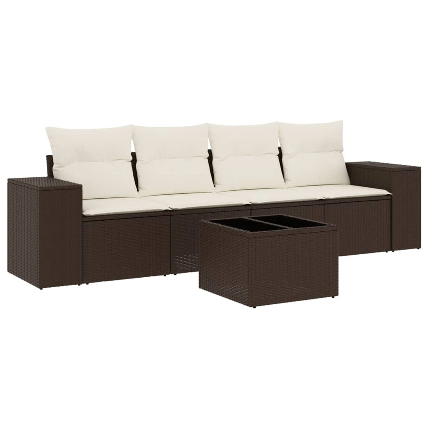 vidaXL 5-Tlg Garten-Sofagarnitur mit Kissen Braun Poly Rattan 3254630 günstig online kaufen