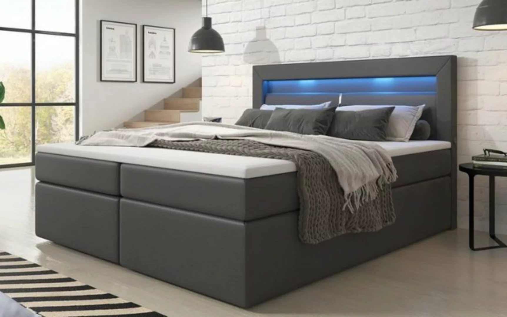 Baidani Boxspringbett Repos mit LED und USB inkl. Topper, Hotelbett günstig online kaufen