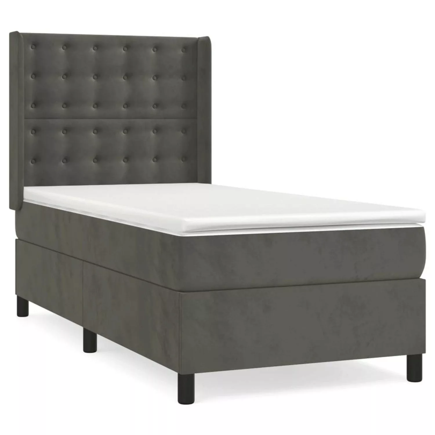 vidaXL Boxspringbett mit Matratze Dunkelgrau 100x200 cm Samt1386904 günstig online kaufen
