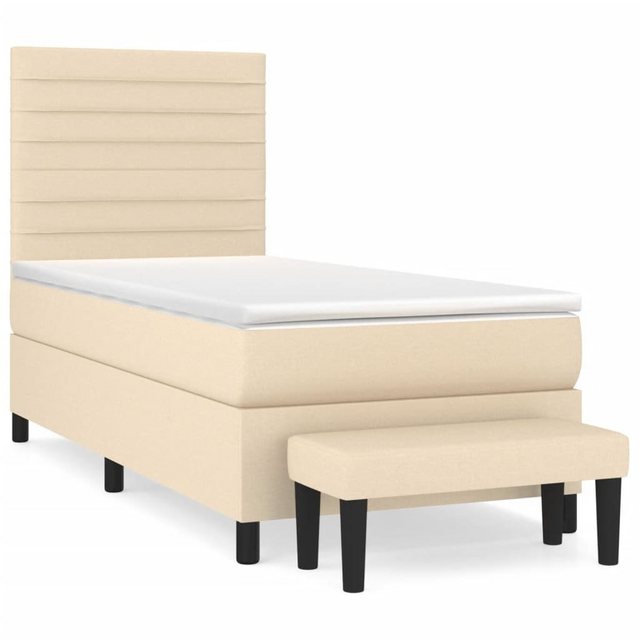 vidaXL Boxspringbett Boxspringbett mit Matratze Creme 90x200 cm Stoff Bett günstig online kaufen