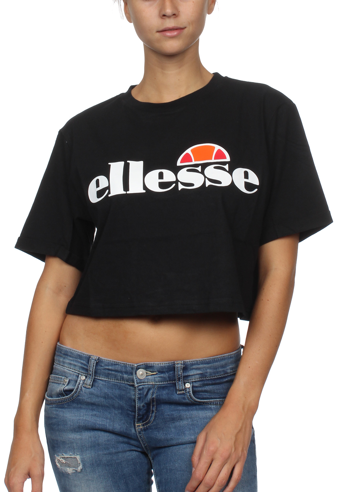 ellesse – Kurz geschnittenes T-Shirt in Schwarz günstig online kaufen
