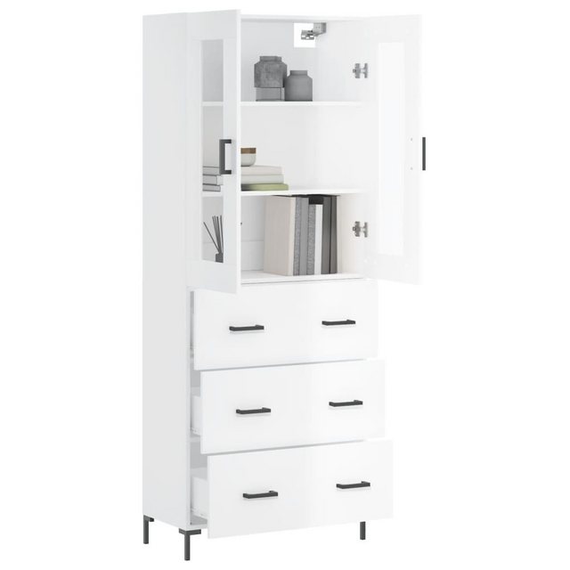 vidaXL Vitrine Highboard Hochglanz-Weiß 69,5x34x180 cm Spanplatte Glas Vitr günstig online kaufen