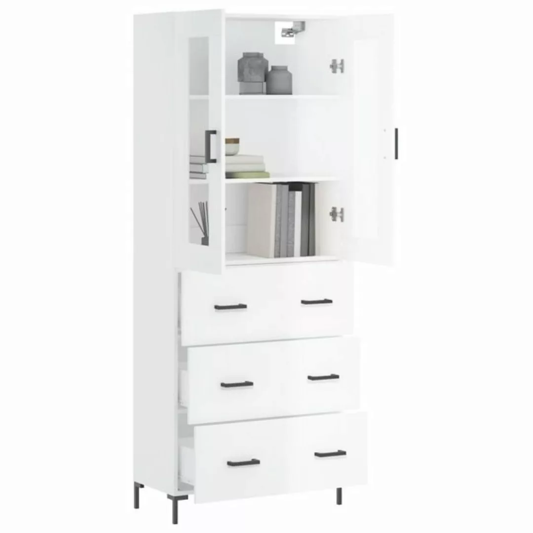 vidaXL Vitrine Highboard Hochglanz-Weiß 69,5x34x180 cm Spanplatte Glas Vitr günstig online kaufen