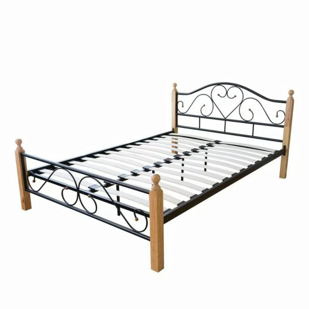 Homestyle4u Metallbett 160x200 Bettgestell Doppelbett Bettrahmen Braun Natu günstig online kaufen