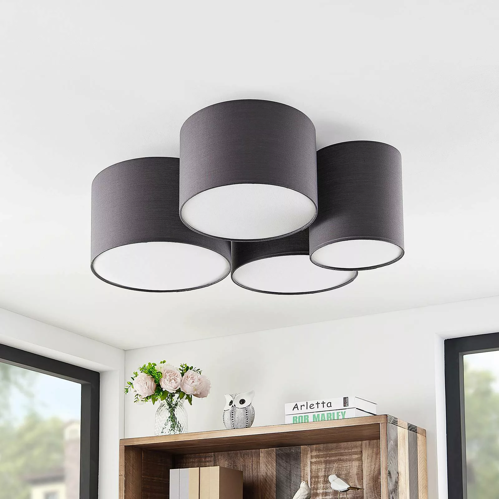 Lindby Laurenz Deckenlampe, 4-fl., grau günstig online kaufen