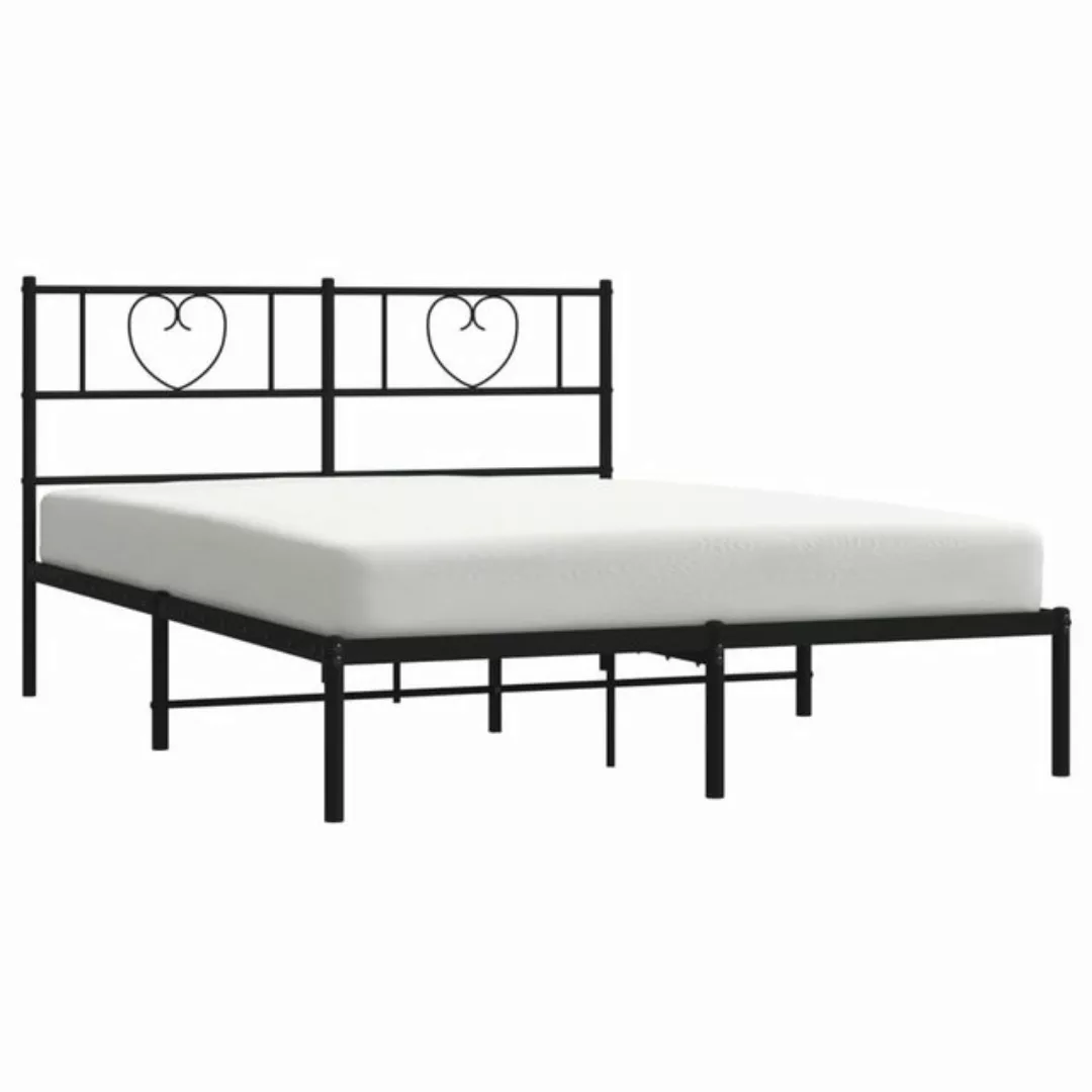 furnicato Bettgestell mit Kopfteil Metall Schwarz 135x190 cm (1-tlg) günstig online kaufen