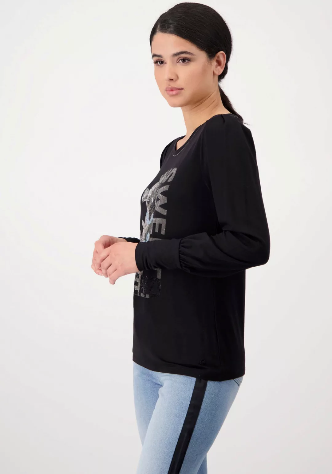 Monari Rundhalsshirt mit Folienglanzdruck günstig online kaufen
