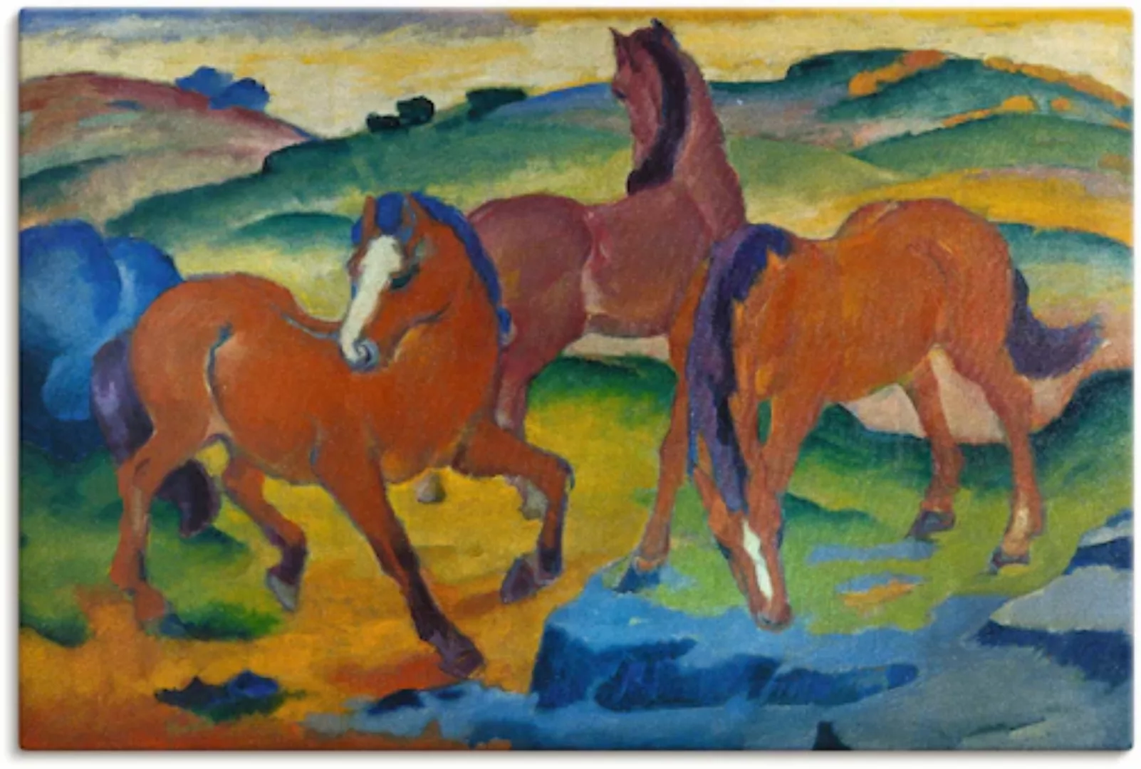 Artland Leinwandbild "Die roten Pferde (Weidende Pferde IV.)", Haustiere, ( günstig online kaufen