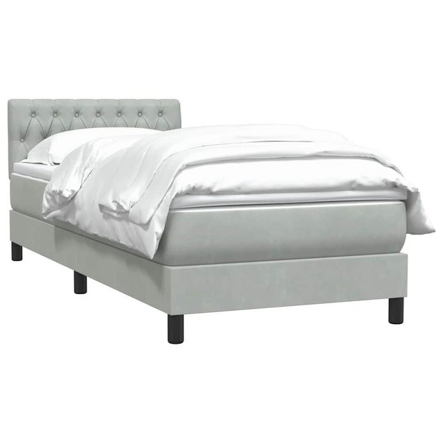 vidaXL Bett Boxspringbett mit Matratze Hellgrau 100x210 cm Samt günstig online kaufen