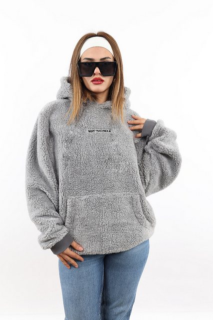 Matschwarz Hoodie Plüsch-Hoodie mit Kapuze und Kängurutasche günstig online kaufen