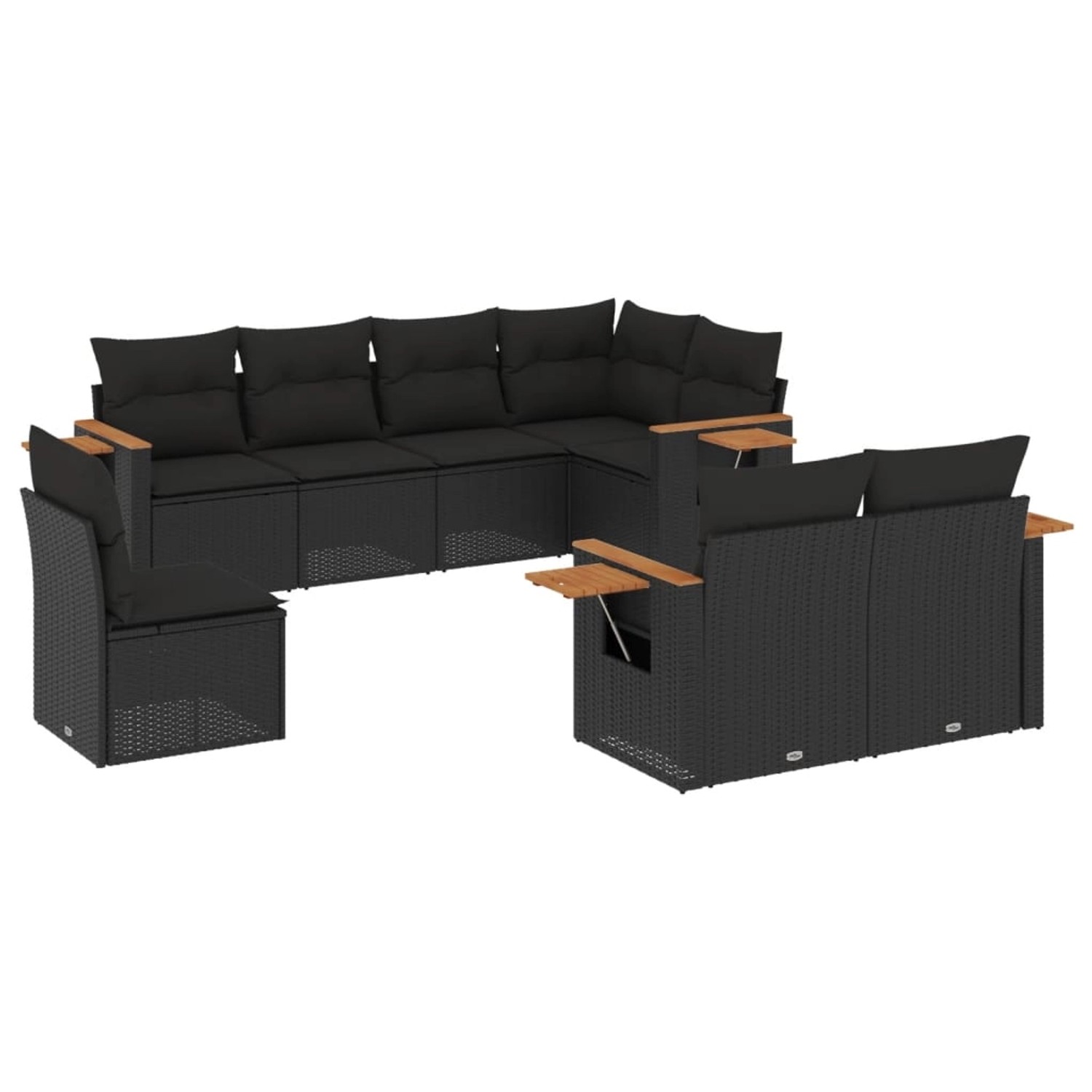 vidaXL 8-tlg Garten-Sofagarnitur mit Kissen Schwarz Poly Rattan Modell 196 günstig online kaufen