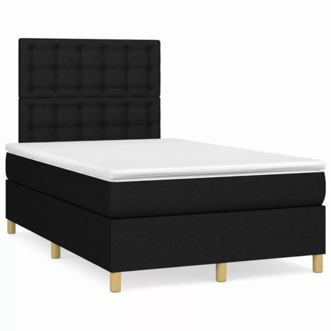 vidaXL Boxspringbett Boxspringbett mit Matratze Schwarz 120x200 cm Stoff Be günstig online kaufen