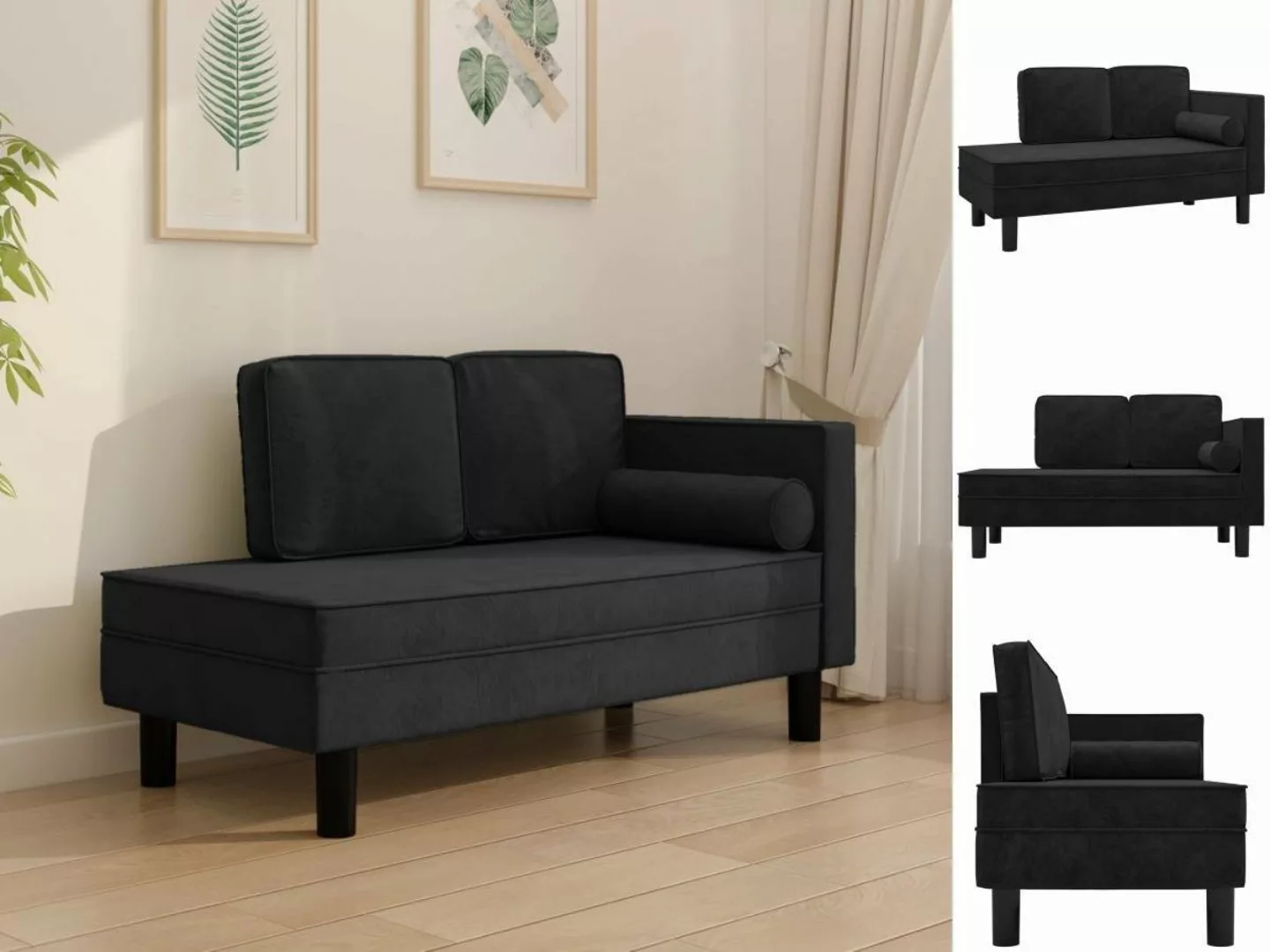 vidaXL Sofa Ottomane Liegesofa Recamiere Sofa Couch 2-Sitzer Schwarz Samt günstig online kaufen