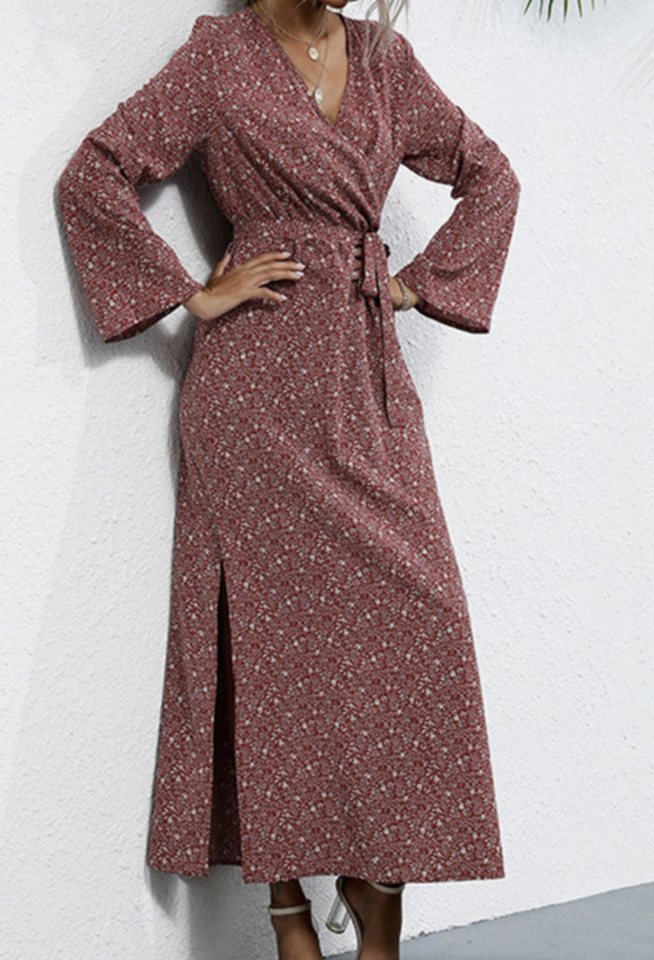 SEGUEN Sommerkleid Bedrucktes Vintage Kleid für Frauen (Langärmeliges Kleid günstig online kaufen