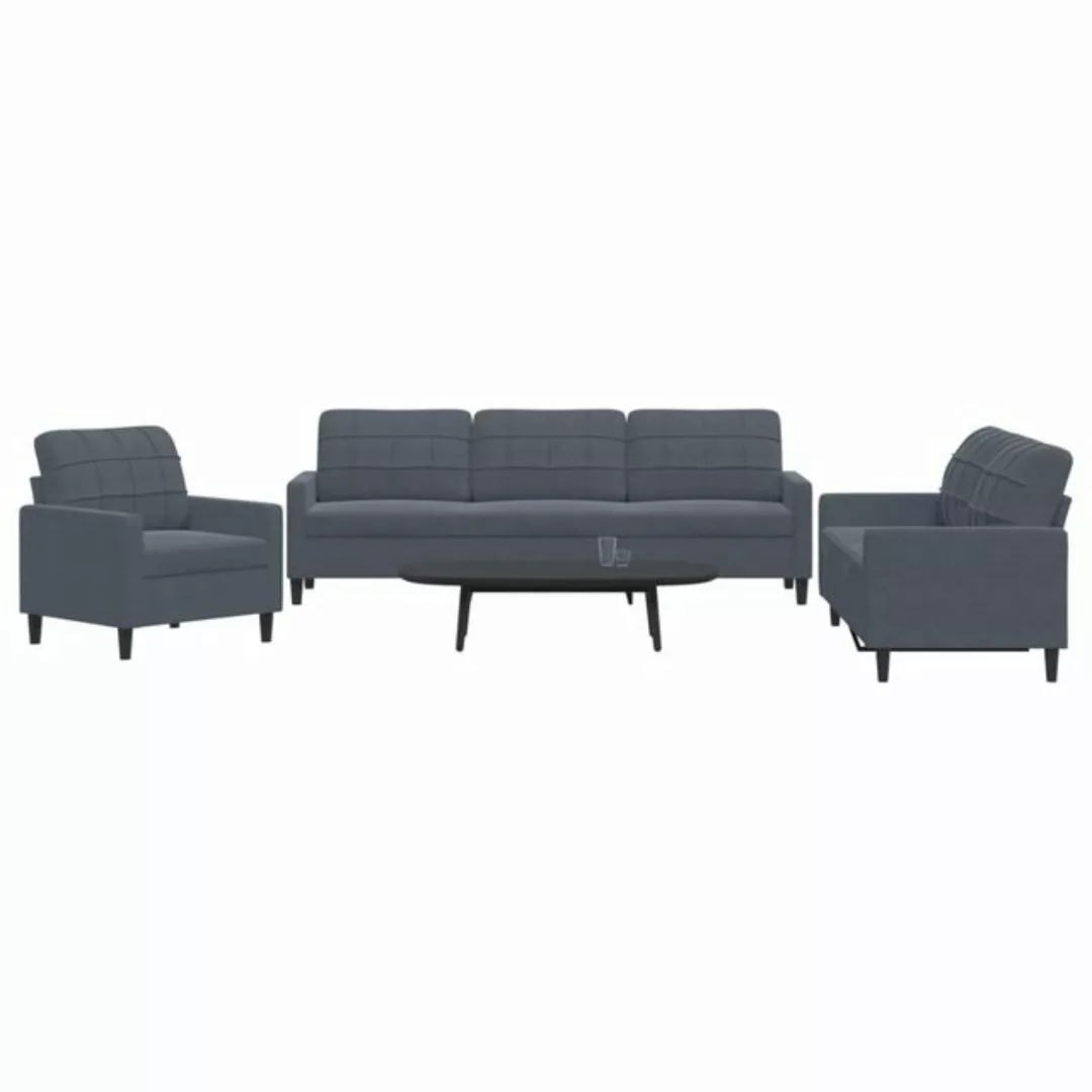 vidaXL Sofa Sofagarnitur mit Kissen Samt, Standard, Dunkelgrau günstig online kaufen